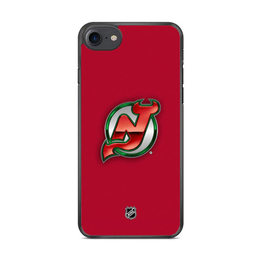 NHL New Jersey Devils Red Fiber Look iPhone 8 Case-Rubber Black (2D Case)-Oxvistore