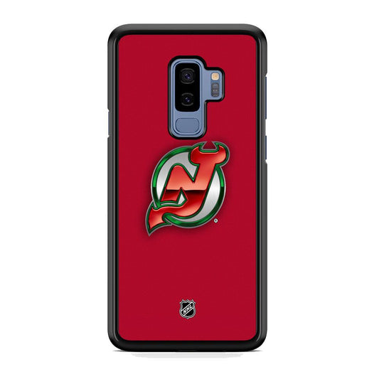 NHL New Jersey Devils Red Fiber Look Samsung Galaxy S9 Plus Case-Rubber Black (2D Case)-Oxvistore