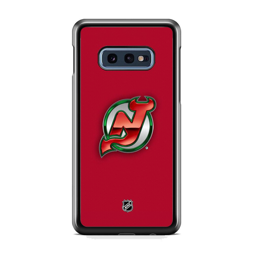 NHL New Jersey Devils Red Fiber Look Samsung Galaxy S10E Case-Rubber Black (2D Case)-Oxvistore