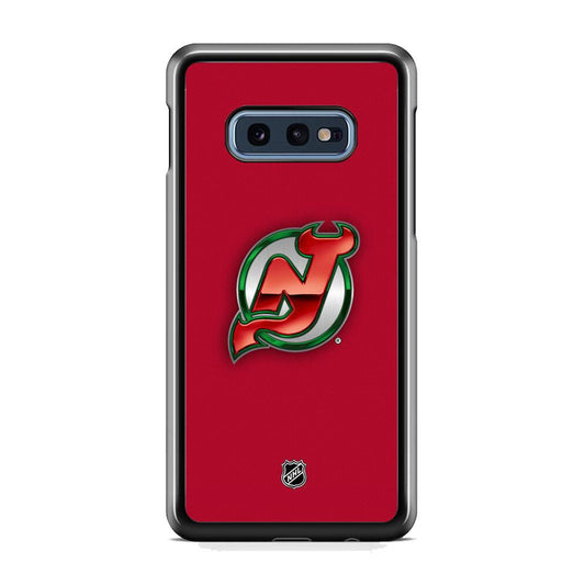 NHL New Jersey Devils Red Fiber Look Samsung Galaxy S10E Case-Rubber Black (2D Case)-Oxvistore