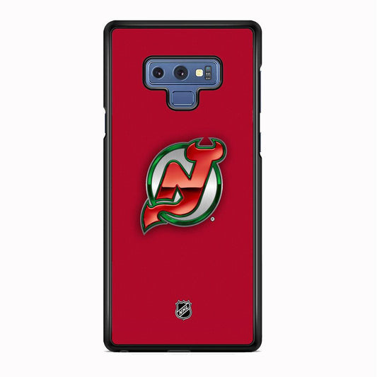 NHL New Jersey Devils Red Fiber Look Samsung Galaxy Note 9 Case-Rubber Black (2D Case)-Oxvistore