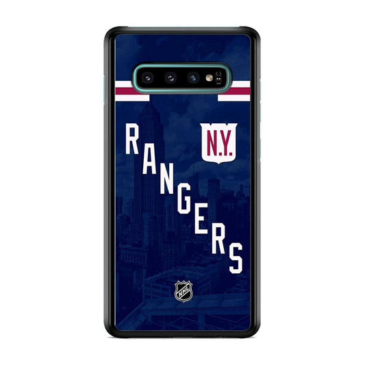 NHL New York Rangers Town Shade Samsung Galaxy S10 Case-Rubber Black (2D Case)-Oxvistore