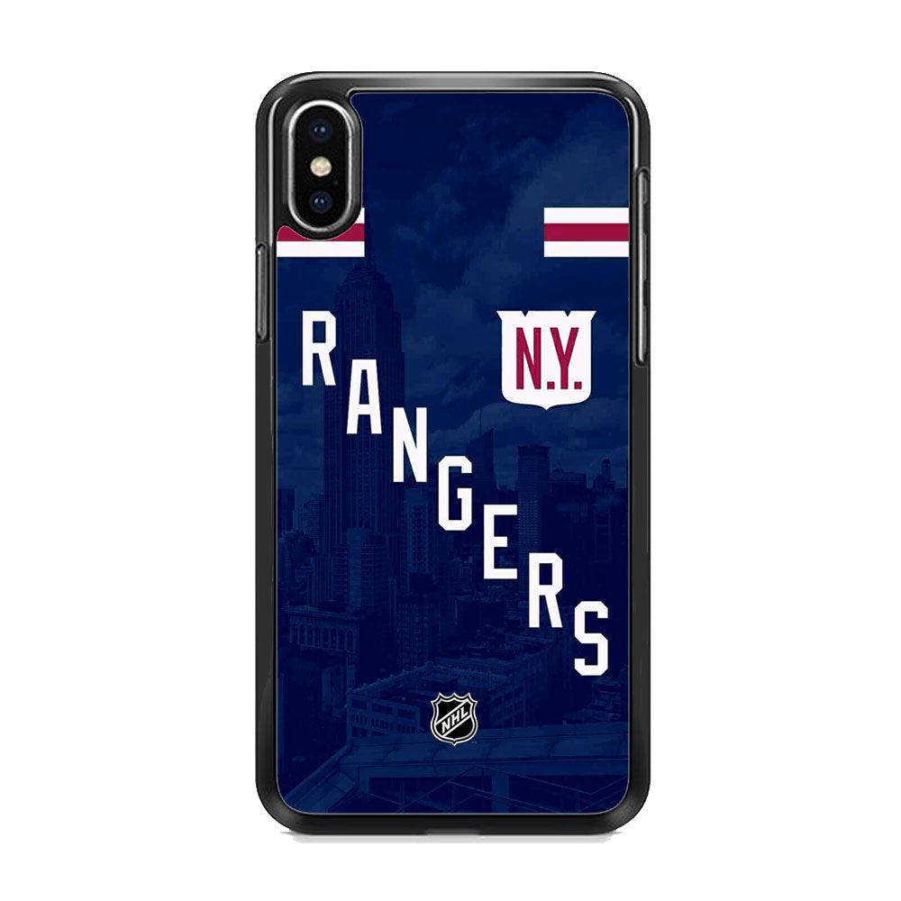NHL New York Rangers Town Shade iPhone XS MAX Case-Rubber Black (2D Case)-Oxvistore