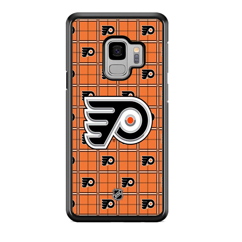 NHL Philadelphia Flyers Logo in Flanel Samsung Galaxy S9 Case-Rubber Black (2D Case)-Oxvistore