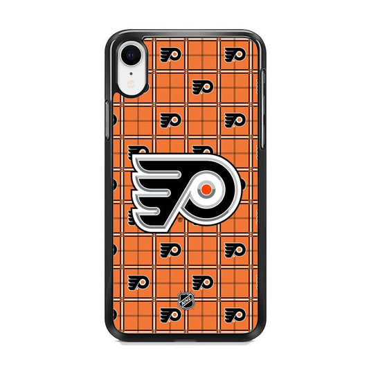 NHL Philadelphia Flyers Logo in Flanel iPhone XR Case-Rubber Black (2D Case)-Oxvistore