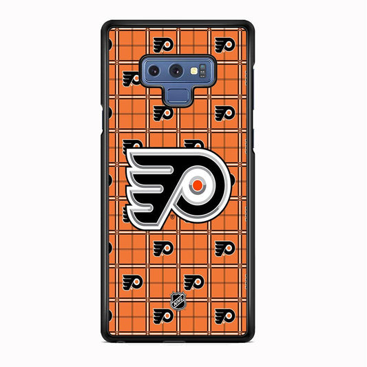 NHL Philadelphia Flyers Logo in Flanel Samsung Galaxy Note 9 Case-Rubber Black (2D Case)-Oxvistore