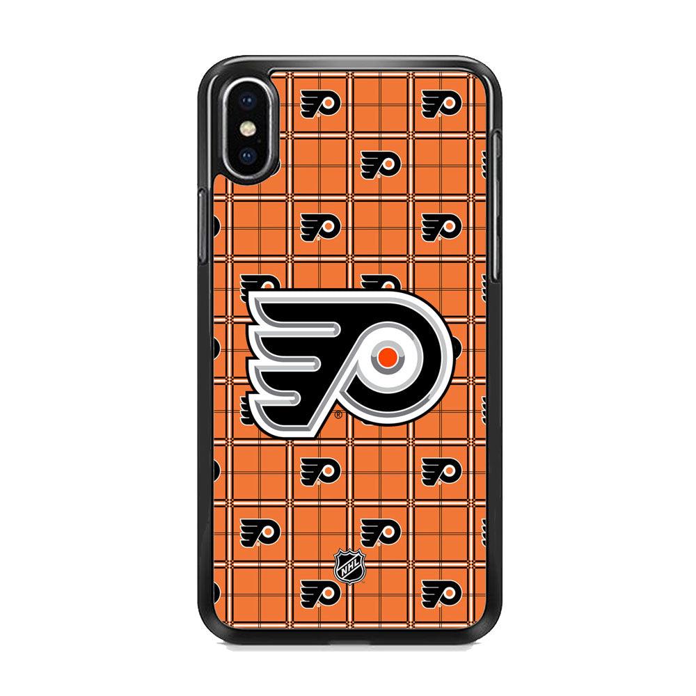 NHL Philadelphia Flyers Logo in Flanel iPhone XS MAX Case-Rubber Black (2D Case)-Oxvistore