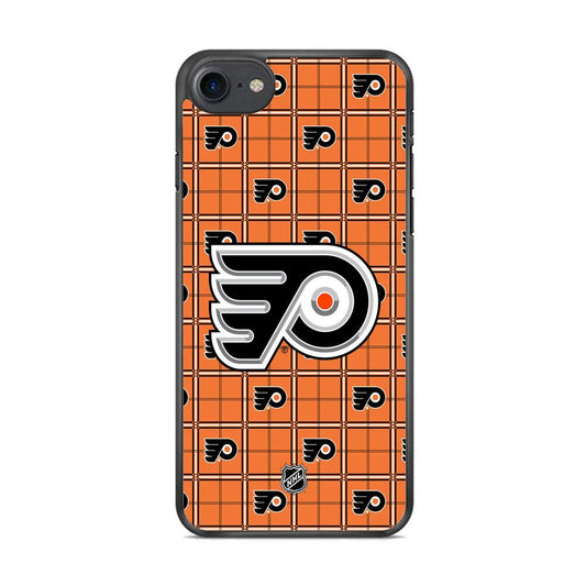 NHL Philadelphia Flyers Logo in Flanel iPhone 8 Case-Rubber White (2D Case)-Oxvistore
