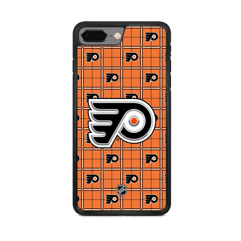 NHL Philadelphia Flyers Logo in Flanel iPhone 7 Plus Case-Rubber Black (2D Case)-Oxvistore