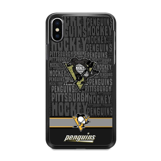 NHL Pittsburgh Penguins Word Hail iPhone XS Case-Rubber Black (2D Case)-Oxvistore