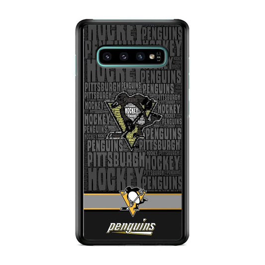 NHL Pittsburgh Penguins Word Hail Samsung Galaxy S10 Case-Rubber Black (2D Case)-Oxvistore