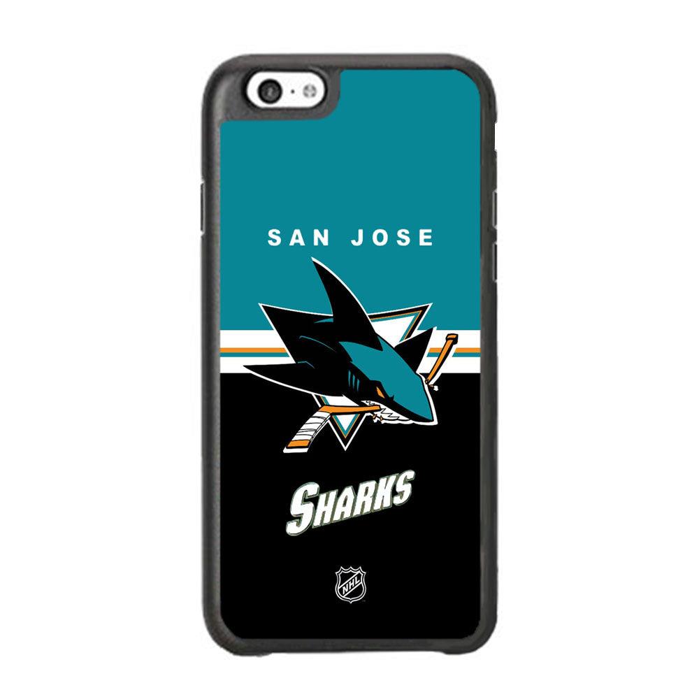 NHL San Jose Sharks Teal Blend iPhone 6 Plus | 6s Plus Case-Rubber Black (2D Case)-Oxvistore
