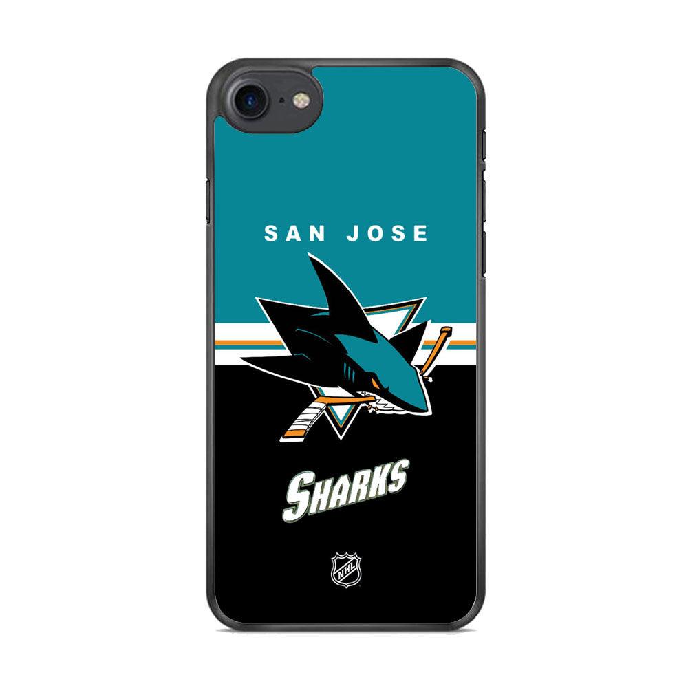NHL San Jose Sharks Teal Blend iPhone 8 Case-Rubber Black (2D Case)-Oxvistore