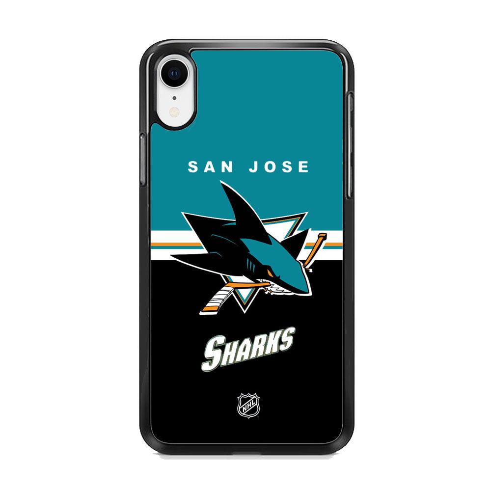 NHL San Jose Sharks Teal Blend iPhone XR Case-Rubber Black (2D Case)-Oxvistore