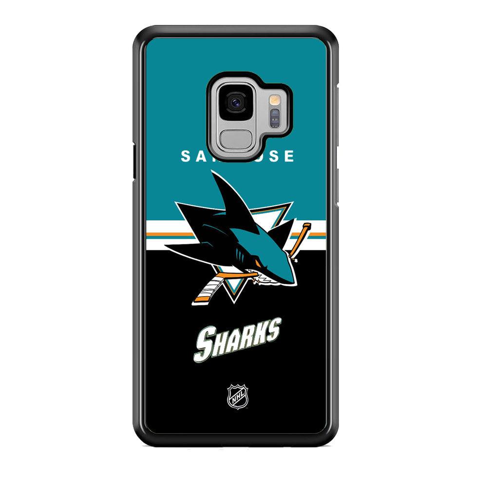 NHL San Jose Sharks Teal Blend Samsung Galaxy S9 Case-Rubber Black (2D Case)-Oxvistore