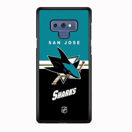 NHL San Jose Sharks Teal Blend Samsung Galaxy Note 9 Case-Rubber Black (2D Case)-Oxvistore