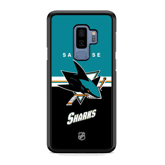 NHL San Jose Sharks Teal Blend Samsung Galaxy S9 Plus Case-Rubber Black (2D Case)-Oxvistore