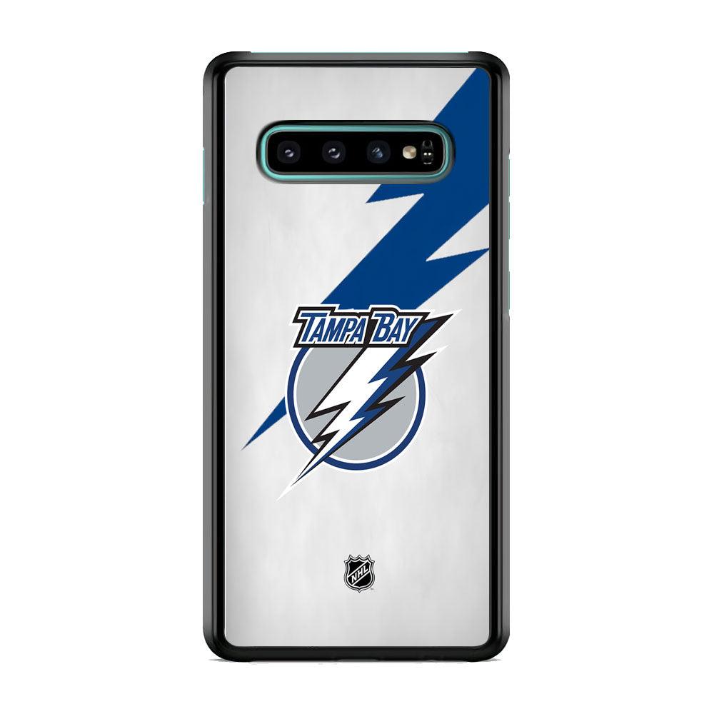 NHL Tampa Bay Lightning Thunderbolt Samsung Galaxy S10 Case-Rubber Black (2D Case)-Oxvistore
