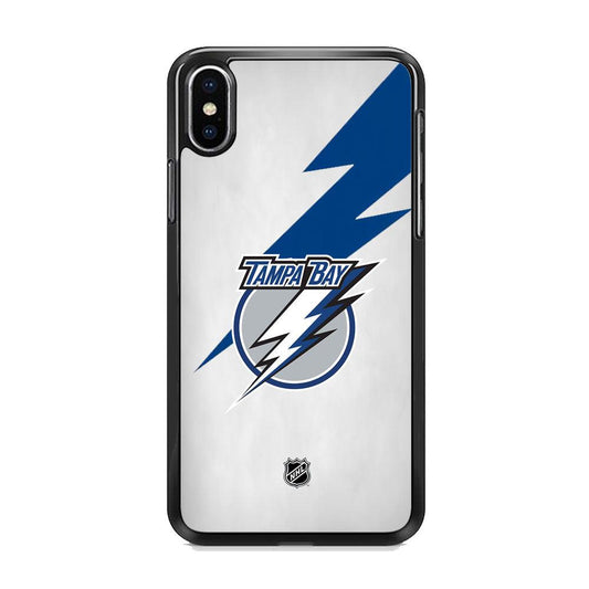 NHL Tampa Bay Lightning Thunderbolt iPhone XS MAX Case-Rubber Black (2D Case)-Oxvistore