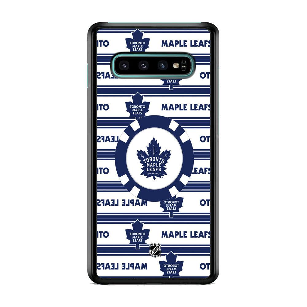 NHL Toronto Maple Leafs Chip Ball Samsung Galaxy S10 Case-Rubber Black (2D Case)-Oxvistore