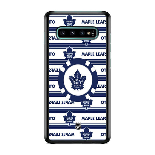 NHL Toronto Maple Leafs Chip Ball Samsung Galaxy S10 Case-Rubber Black (2D Case)-Oxvistore
