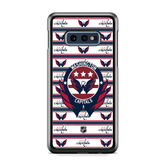 NHL Washington Capital Pattern of Emblem Samsung Galaxy S10E Case-Rubber White (2D Case)-Oxvistore