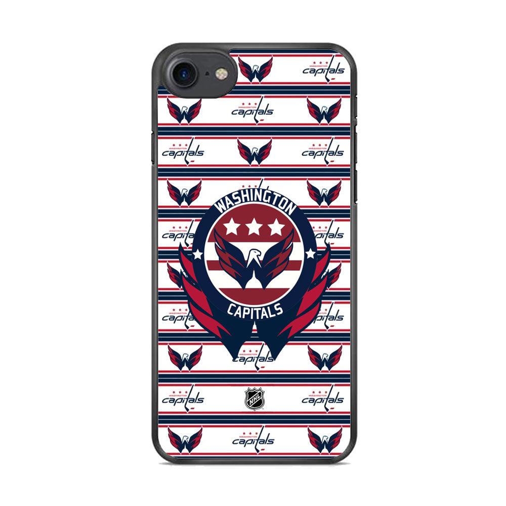 NHL Washington Capital Pattern of Emblem iPhone 7 Case-Rubber Black (2D Case)-Oxvistore