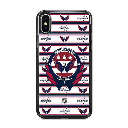 NHL Washington Capital Pattern of Emblem iPhone XS Case-Rubber Black (2D Case)-Oxvistore