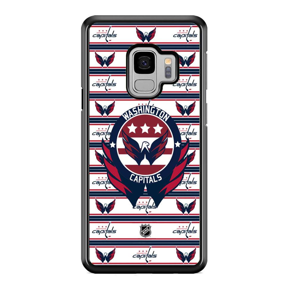 NHL Washington Capital Pattern of Emblem Samsung Galaxy S9 Case-Rubber Black (2D Case)-Oxvistore