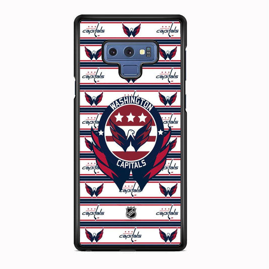 NHL Washington Capital Pattern of Emblem Samsung Galaxy Note 9 Case-Rubber Black (2D Case)-Oxvistore