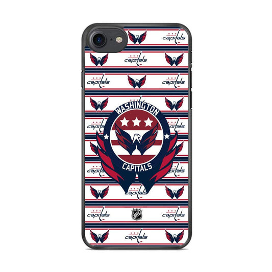 NHL Washington Capital Pattern of Emblem iPhone 8 Case-Rubber Black (2D Case)-Oxvistore