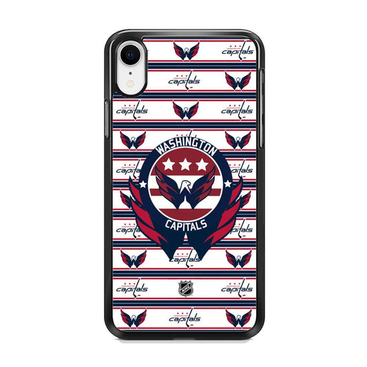 NHL Washington Capital Pattern of Emblem iPhone XR Case-Rubber Black (2D Case)-Oxvistore