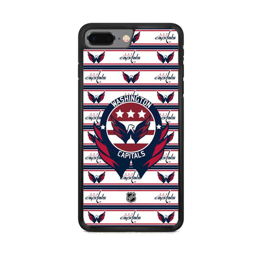 NHL Washington Capital Pattern of Emblem iPhone 7 Plus Case-Rubber Black (2D Case)-Oxvistore