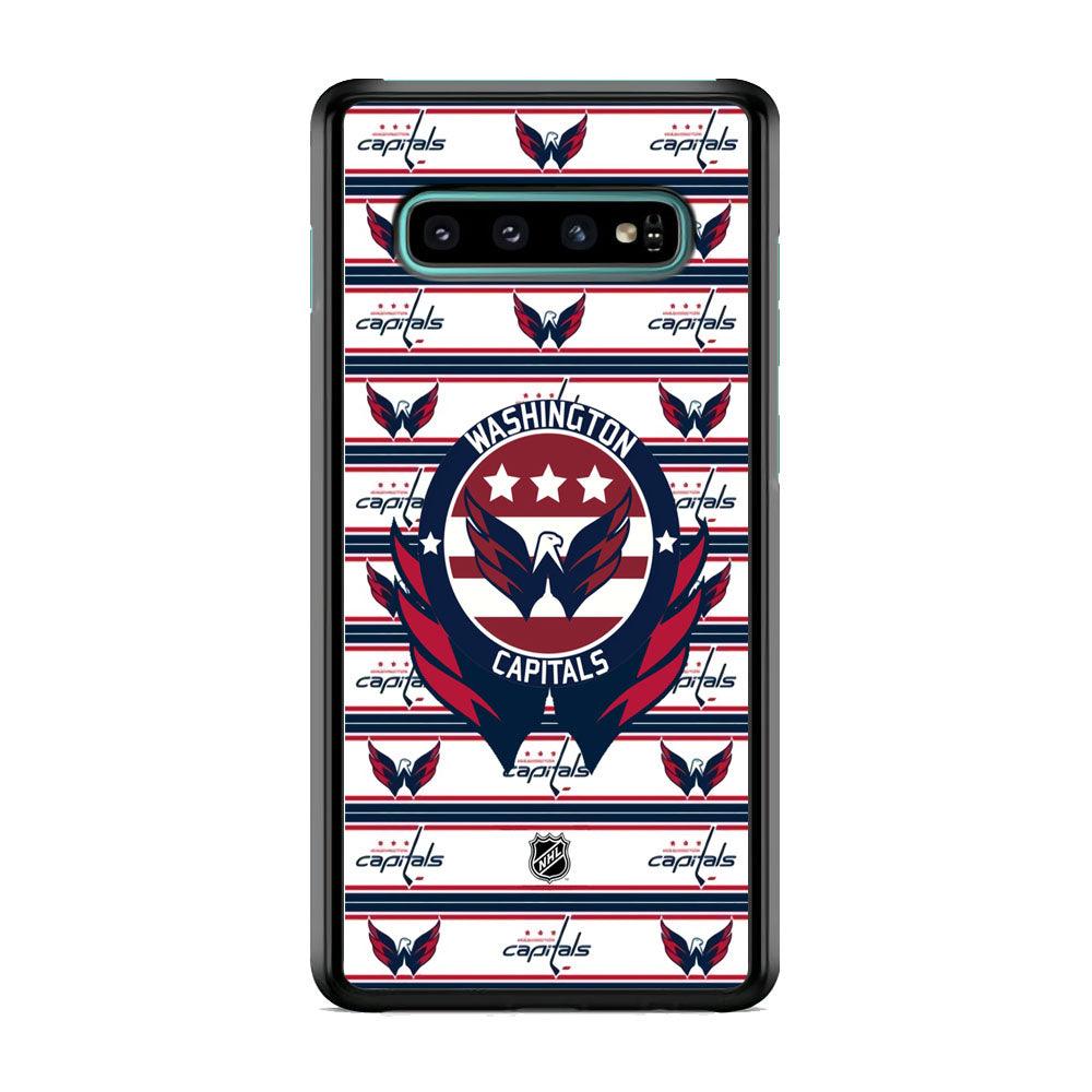 NHL Washington Capital Pattern of Emblem Samsung Galaxy S10 Plus Case-Rubber White (2D Case)-Oxvistore