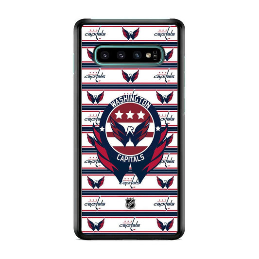 NHL Washington Capital Pattern of Emblem Samsung Galaxy S10 Case-Rubber Black (2D Case)-Oxvistore