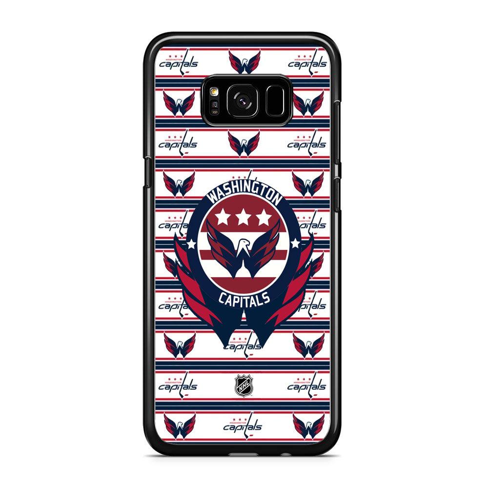 NHL Washington Capital Pattern of Emblem iPhone 8 Plus Case-Rubber Black (2D Case)-Oxvistore