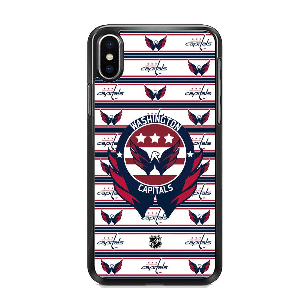 NHL Washington Capital Pattern of Emblem iPhone XS MAX Case-Rubber Black (2D Case)-Oxvistore