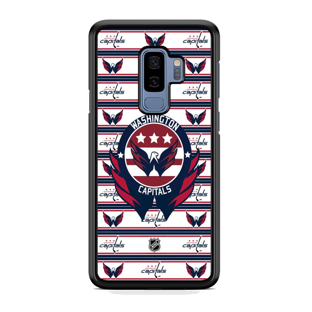 NHL Washington Capital Pattern of Emblem Samsung Galaxy S9 Plus Case-Rubber Black (2D Case)-Oxvistore