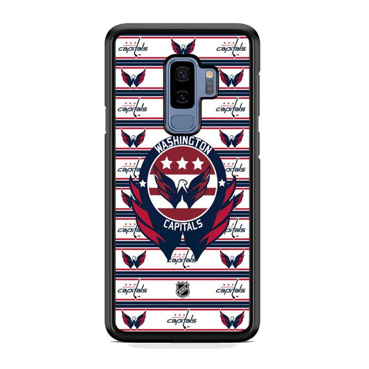 NHL Washington Capital Pattern of Emblem Samsung Galaxy S9 Plus Case-Rubber Black (2D Case)-Oxvistore