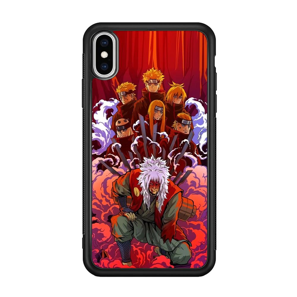 Naruto Beat The Disciple iPhone XS Case-Rubber Black (2D Case)-Oxvistore