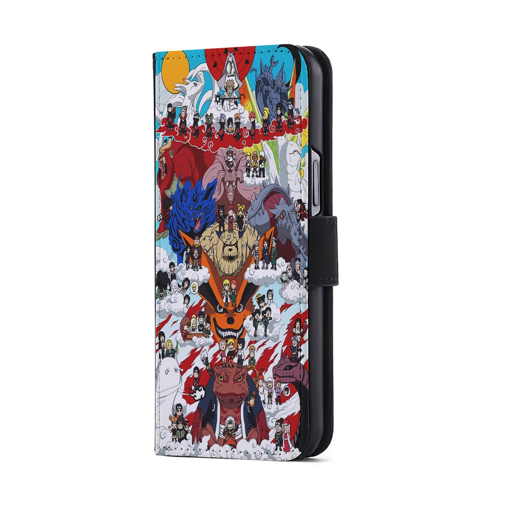 Naruto Chibi All Character Flip Wallet Phone Case