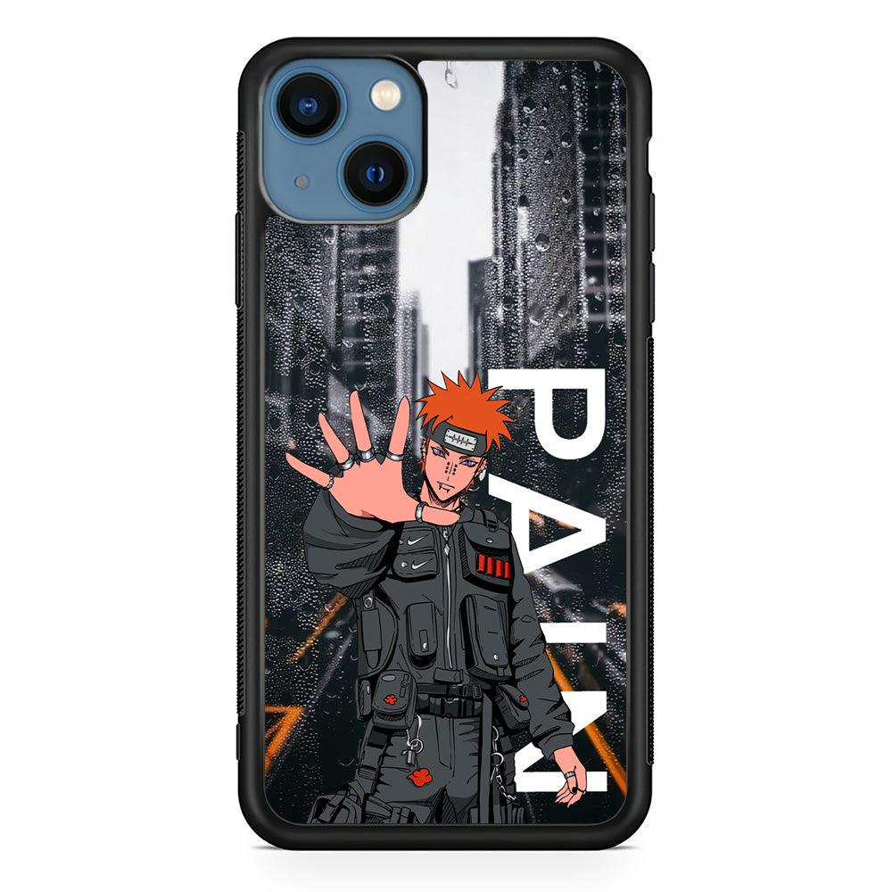Naruto Hype Pain on The Rain iPhone 13 Case-Rubber Black (2D Case)-Oxvistore