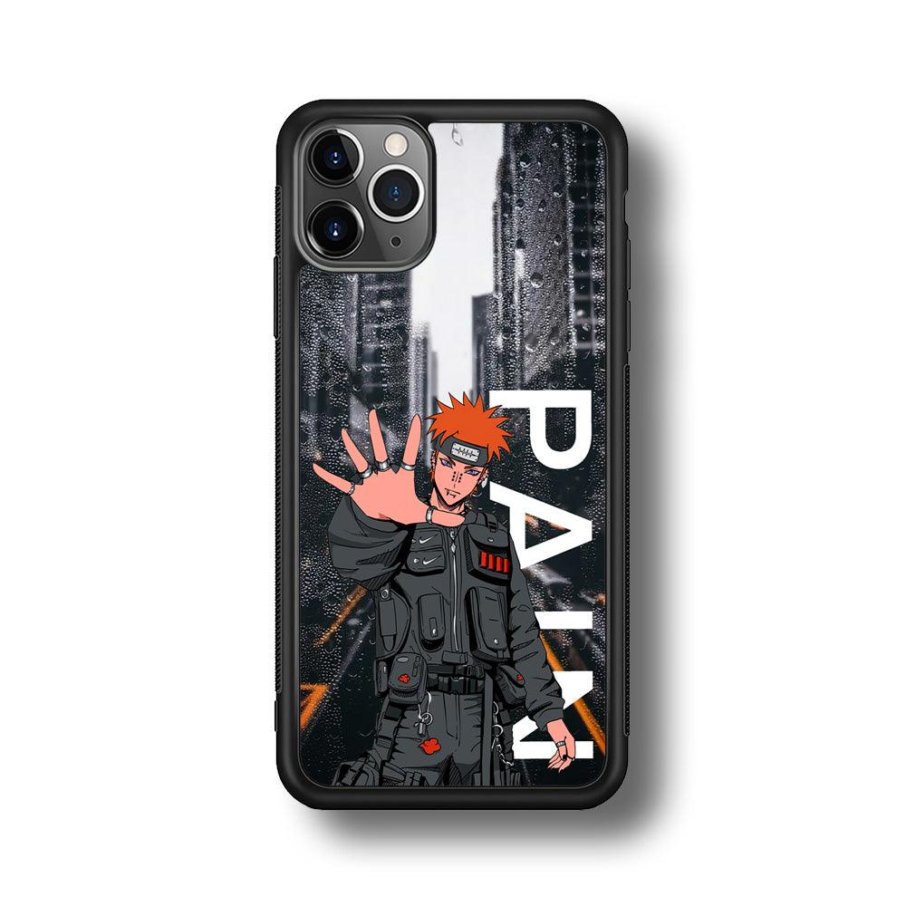 Naruto Hype Pain on The Rain iPhone 11 Pro Max Case-Rubber Black (2D Case)-Oxvistore