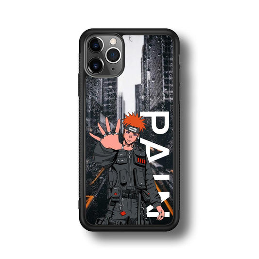 Naruto Hype Pain on The Rain iPhone 11 Pro Max Case-Rubber Black (2D Case)-Oxvistore