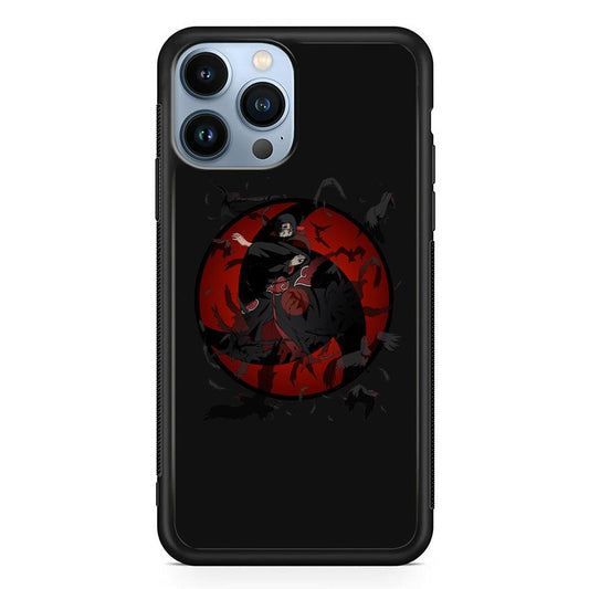 Naruto Itachi Raven Summoning iPhone 13 Pro Case-Rubber White (2D Case)-Oxvistore