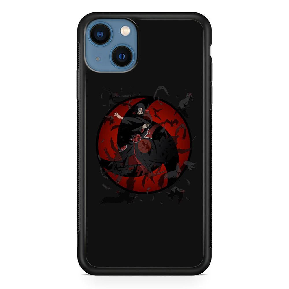 Naruto Itachi Raven Summoning iPhone 15 Case-Rubber White (2D Case)-Oxvistore