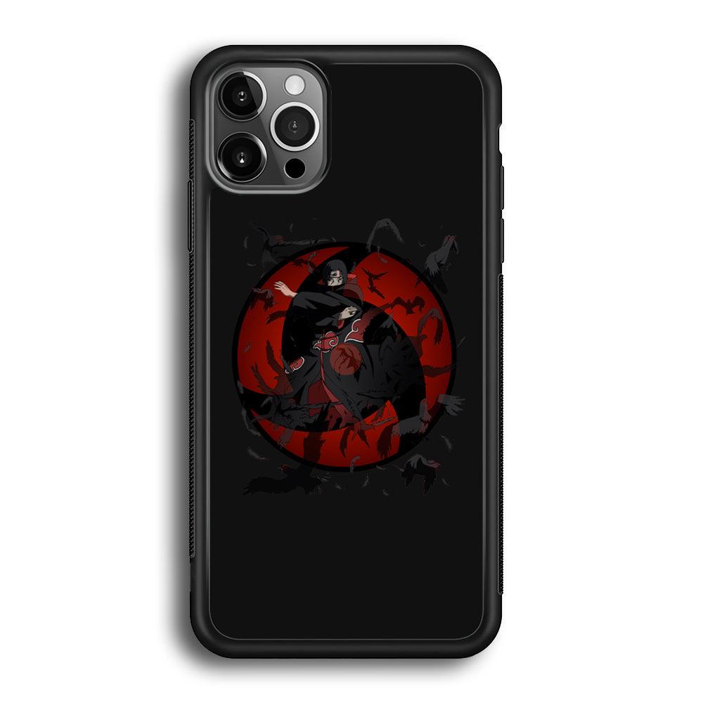 Naruto Itachi Raven Summoning iPhone 12 Pro Max Case-Rubber White (2D Case)-Oxvistore