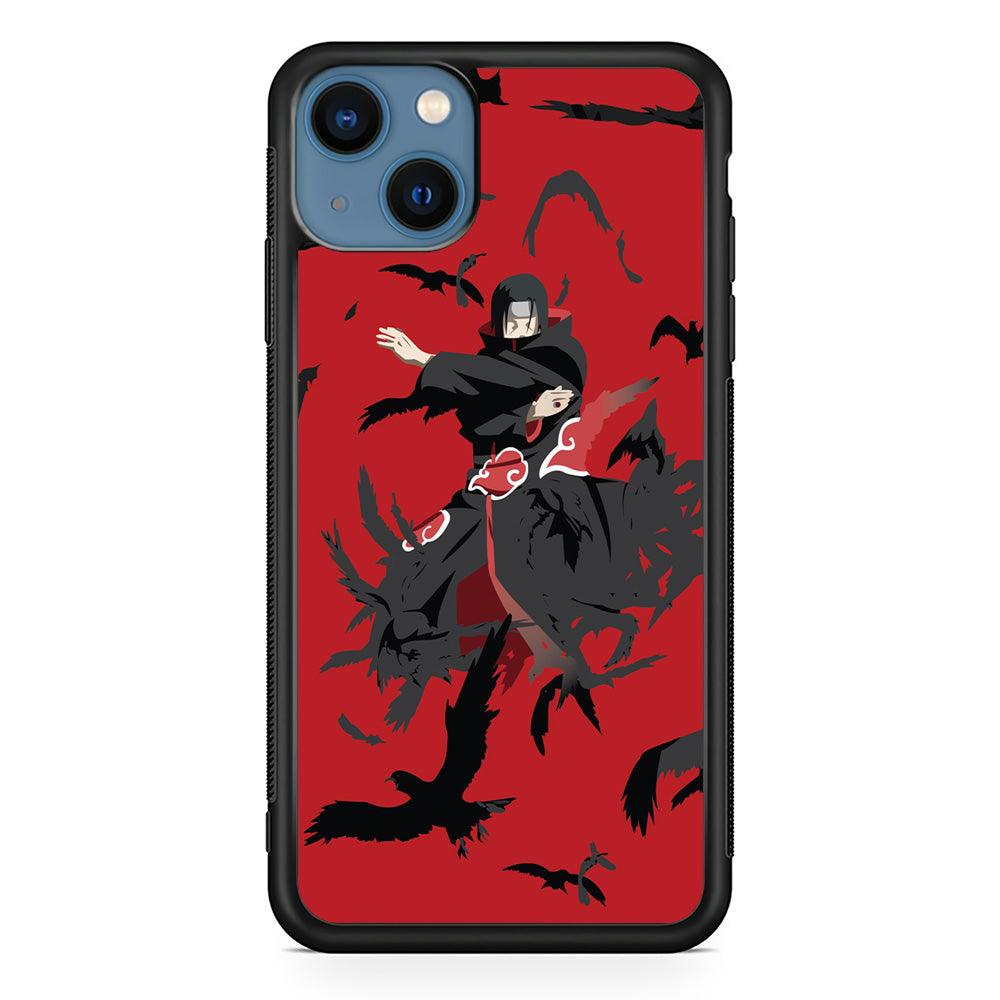 Naruto Kuchiyose of Itachi iPhone 14 Case-Rubber Black (2D Case)-Oxvistore