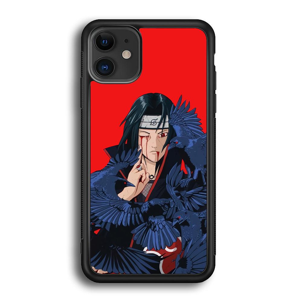Naruto On Itachi Power Show iPhone 11 Case-Rubber Black (2D Case)-Oxvistore