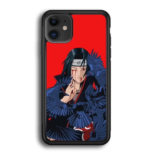 Naruto On Itachi Power Show iPhone 11 Case-Rubber Black (2D Case)-Oxvistore